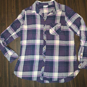 Women's Sonoma Purple Plaid Button Down Shirt S